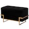 Fabulaxe Velvet Storage Ottoman Stool Box with Abstract Golden Legs - Decorative Sitting Bench, Black Large QI003939.BK.L - alternate 1